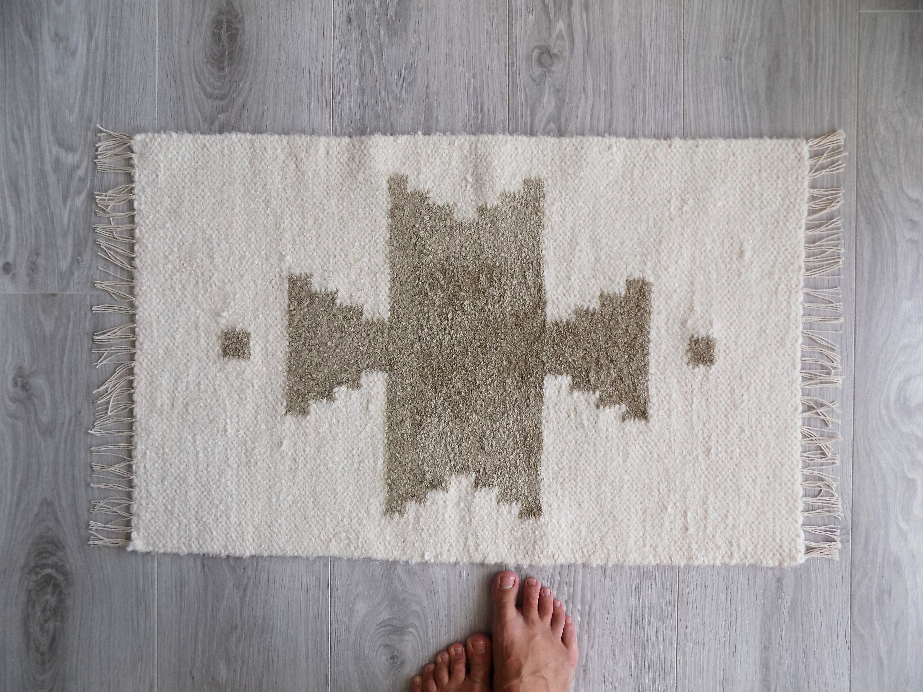 Skandinavischer Teppich weißer und grauer Teppich mit | Etsy
