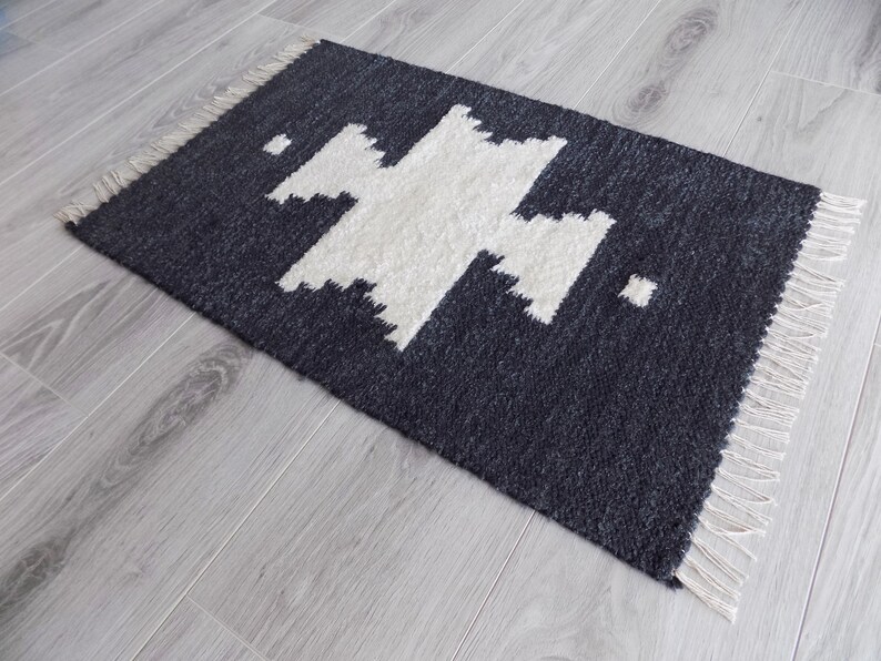 Skandinavischer Teppich weißer und grauer Teppich mit | Etsy