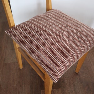 Set of 6 Chair Cushions, Red and Beige Chair Pads Scandinavian Little Seat Cushion Handwoven Home Decor Hygge Decor Standart Filling