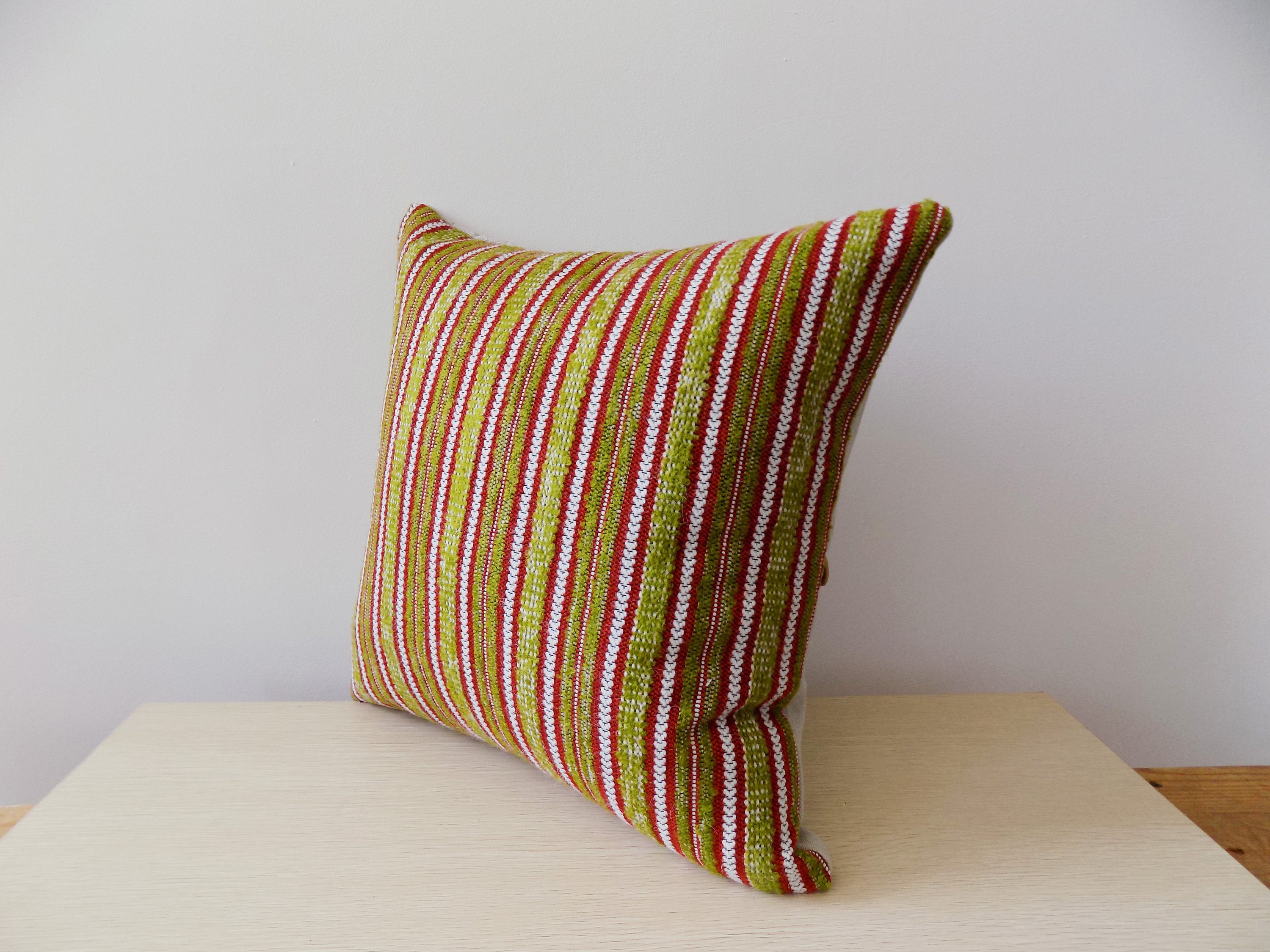 Red and Green Couch Cushion Sofa Pillows Woven Pillow Cover Etsy