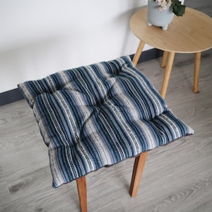 Ready to ship Set of 2 Blue and Gray Chair Cushions