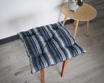 Ready to ship Set of 2 Blue and Gray Chair Cushions