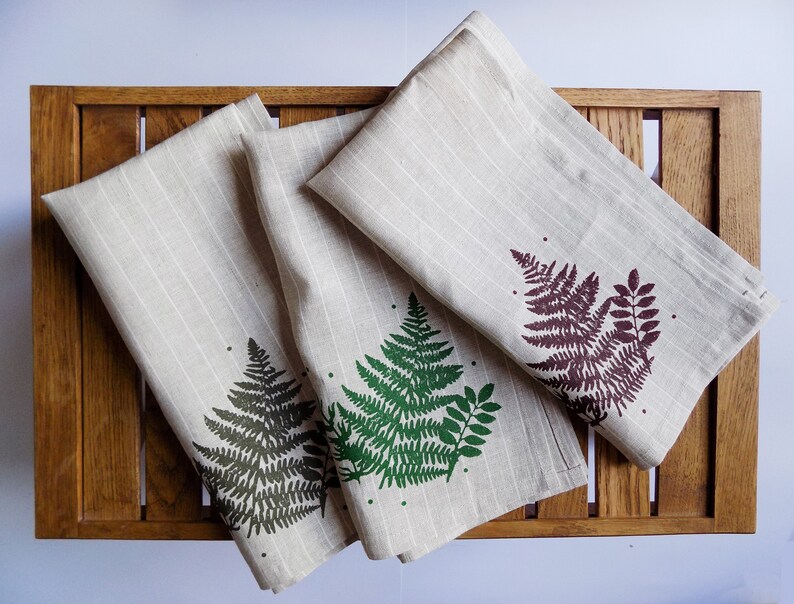 Kitchen Towels with Fern Scandinavian Decor Botanical Print Etsy