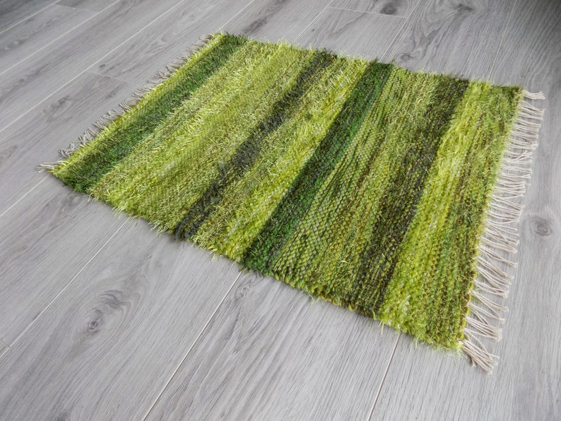 Olive Green Bath mat Small Woven Rug like Moss Bedroom Floor Etsy