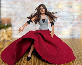 Authors doll Flamenco dancer, OOAK handmade clay doll, realistic pose doll 112, small custom doll, spain woman doll, latin woman exotic doll