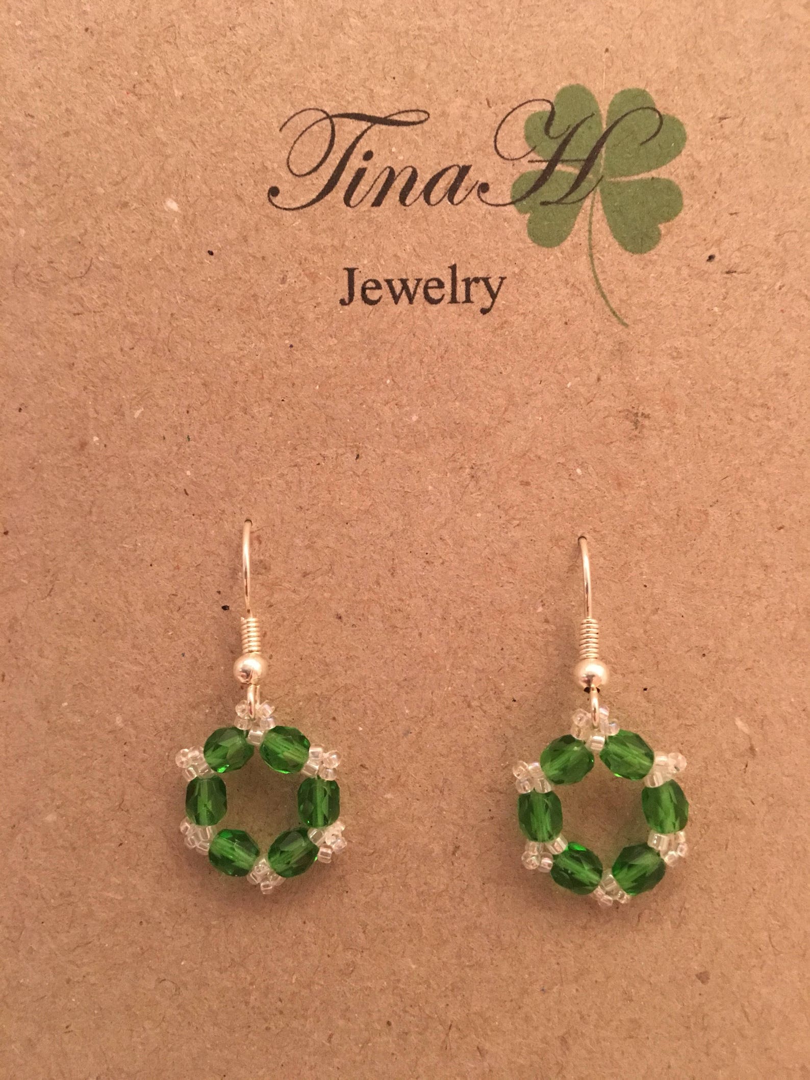 Beads Square Earring Green main image 1
