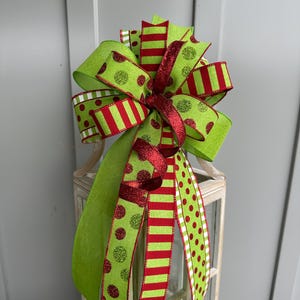 Lime Green Christmas Bow: Red Polka Dot Holiday Wreath Decor