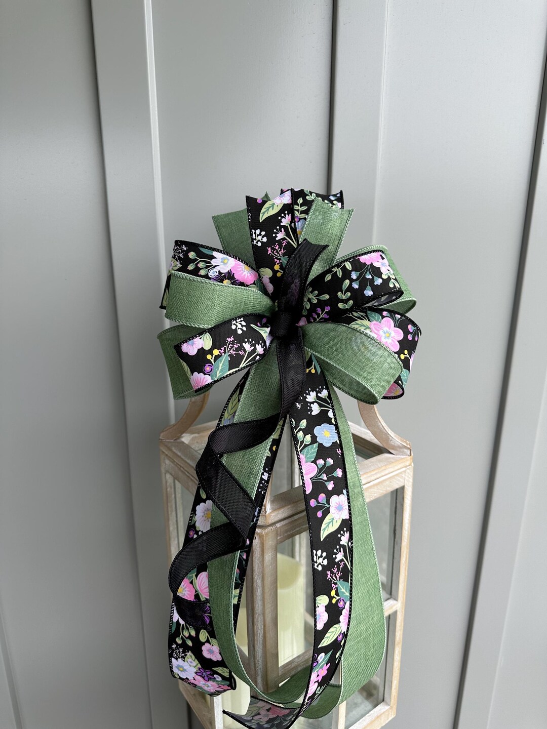 Sage Green Floral Bow: Spring Wreath, Lantern, or Mantle Decor - Etsy