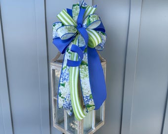 Periwinkle Blue, Lime and White Hydrangea Bow