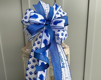 Kentucky Bow in Blue and White, Great for Kentucky Fans, Bow for Your Kentucky Wreath Lantern Swag or Arrangement, Blue Cat Paw Bow