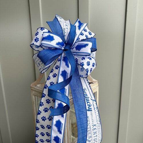 Kentucky Wildcats Bow: Blue & White Decor, Wreath Accent
