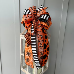 Halloween Wreath Bow: Orange, Black, Witch Hat, Spider Web