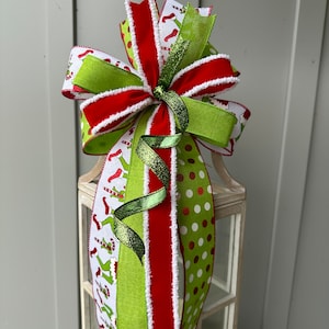 Lime Green Monster Christmas Bow: Polka Dot Holiday Wreath Decor