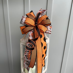 Halloween Wreath Bow: Orange, Black, Polka Dot & Striped Ribbons