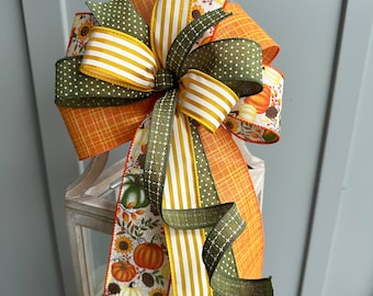Fall Pumpkin Sunflower Bow: Wired Ribbon Wreath Decor