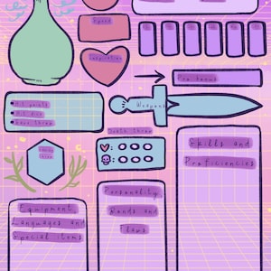 Vaporwave D&D character sheet