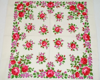 Ukraine wool shawl, Babushka flower scarf, Vintage folk headscarf for women