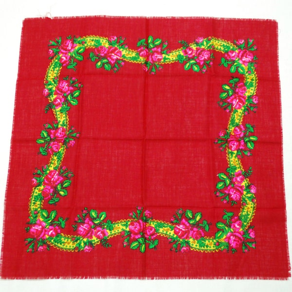 Châle vintage en laine florale, foulard Babouchka, foulard ethnique pour femme, châle grand-mère