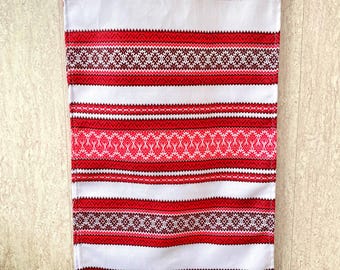 Ukrainian Woven Rushnyk Towel 74 in – Traditional Red  Brown Folk Ornament, Table runner, Handwoven Decorative  Cloth