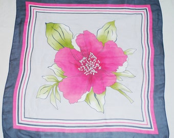 Vintage flowers shawl for women,  Babushka scarf, Soviet thin light headscarf, Shilk shawl and wrap, Floral scarf, Gift for mom