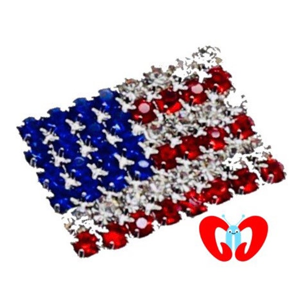 2/5/10pc Red Blue and Clear Crystal Rhinestone Embellishment Charm American Flag Patriotic Americana Silver Setting July 4th #601