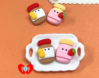 2/10pc Mantequilla de maní y jalea Alimentos Kawaii Cabochons Soft Ceramic Resin Charm Kids Crafts Embellishments Slime Charm Decoden Hair Band #197