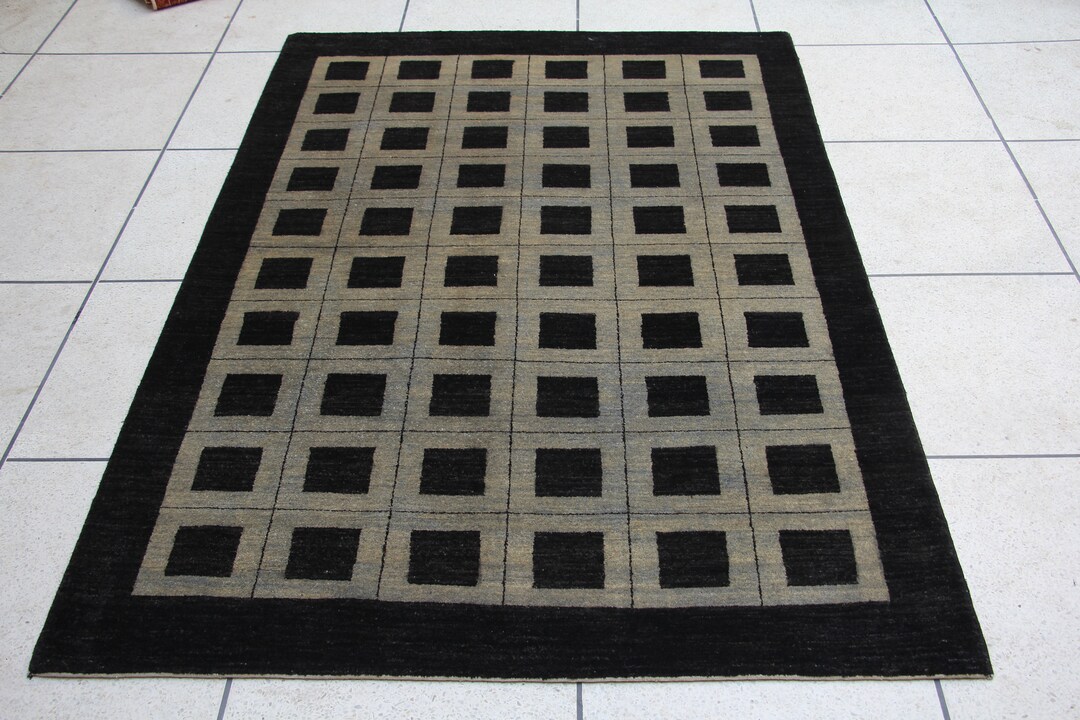 Black and Grey Rug, Living Room Rug, Bedroom Rug, Office Rug, Indoor ...