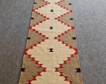 Navajo rug 3 x 10 feet, Navajo runner rug, hallway rug, corridor rug 3x10, entryway rug, 90 x 300 cm, dhurrie rug, flatweave Size: 3x10 feet