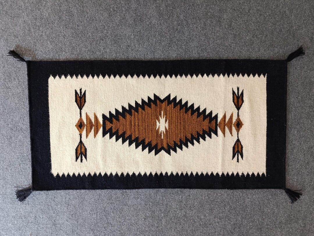 Brown and White Navajo Rug, Small Navajo Rug, Door Mat Rug, Table Mat ...