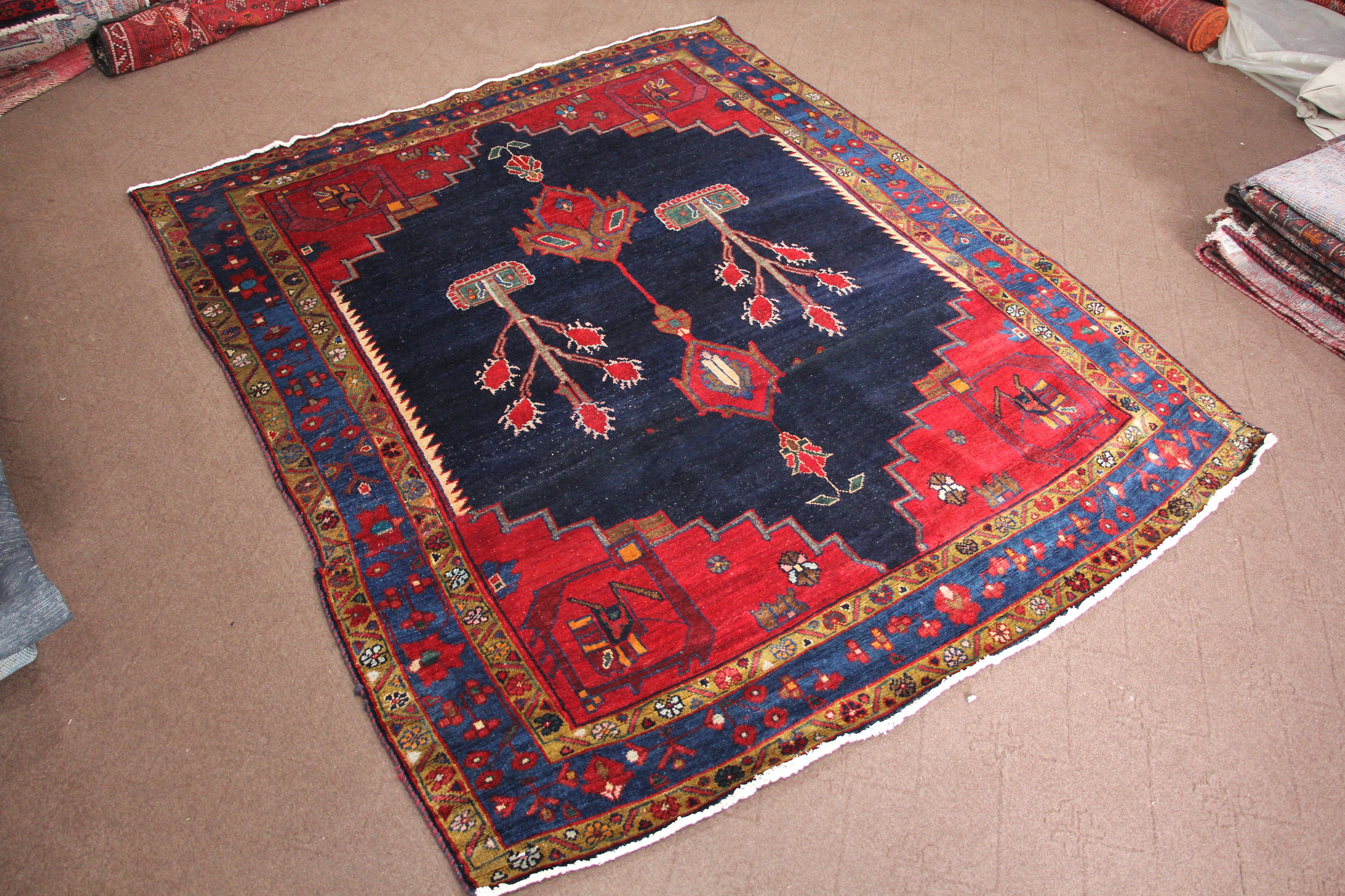 Country Side Rug Farmhouse Rug Blue Antique Rug Village Etsy UK