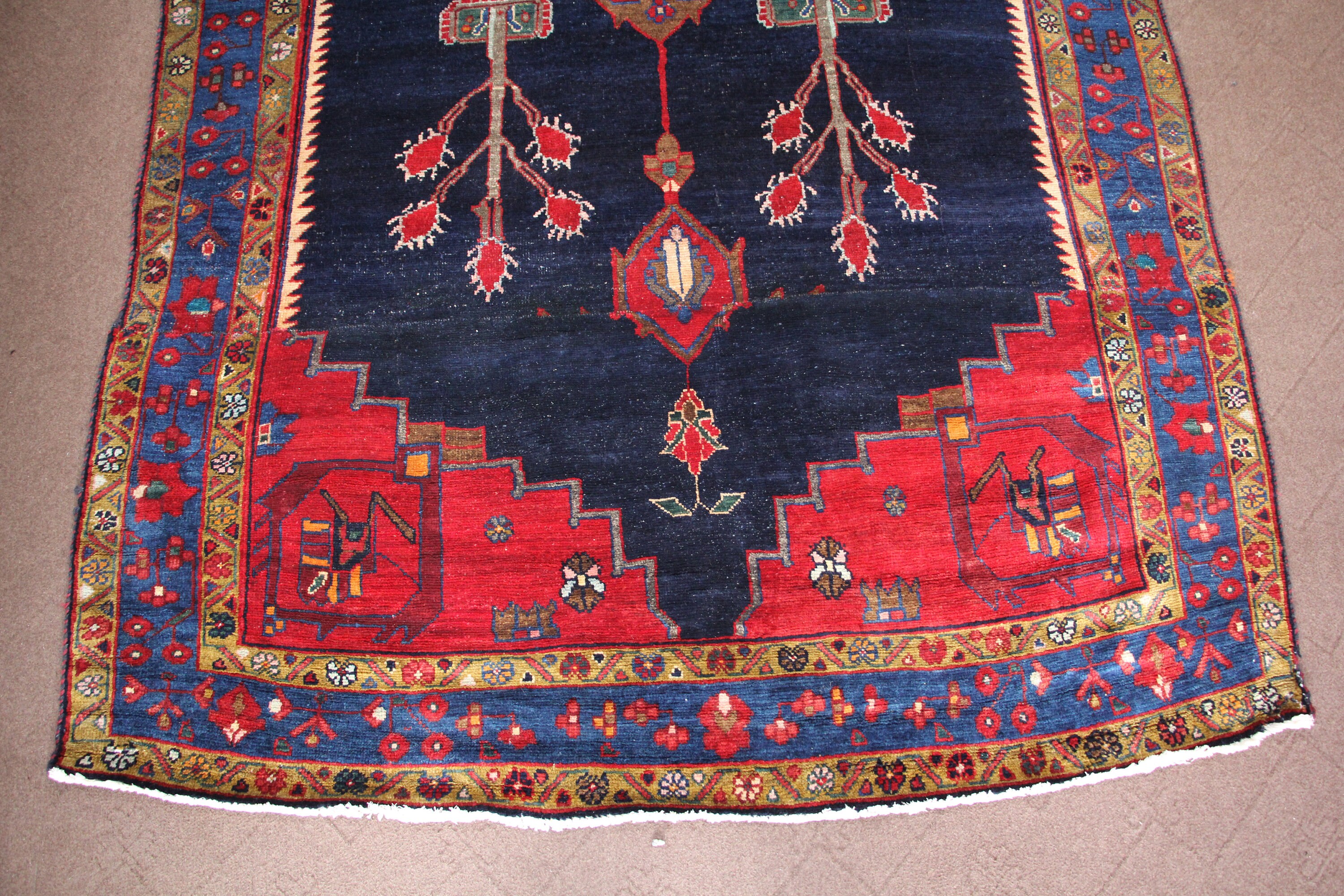 Country Side Rug Farmhouse Rug Blue Antique Rug Village Etsy UK