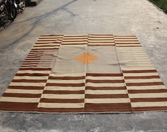 Handmade Turkish Kilim Rug 8x10: Flatweave Office Decor