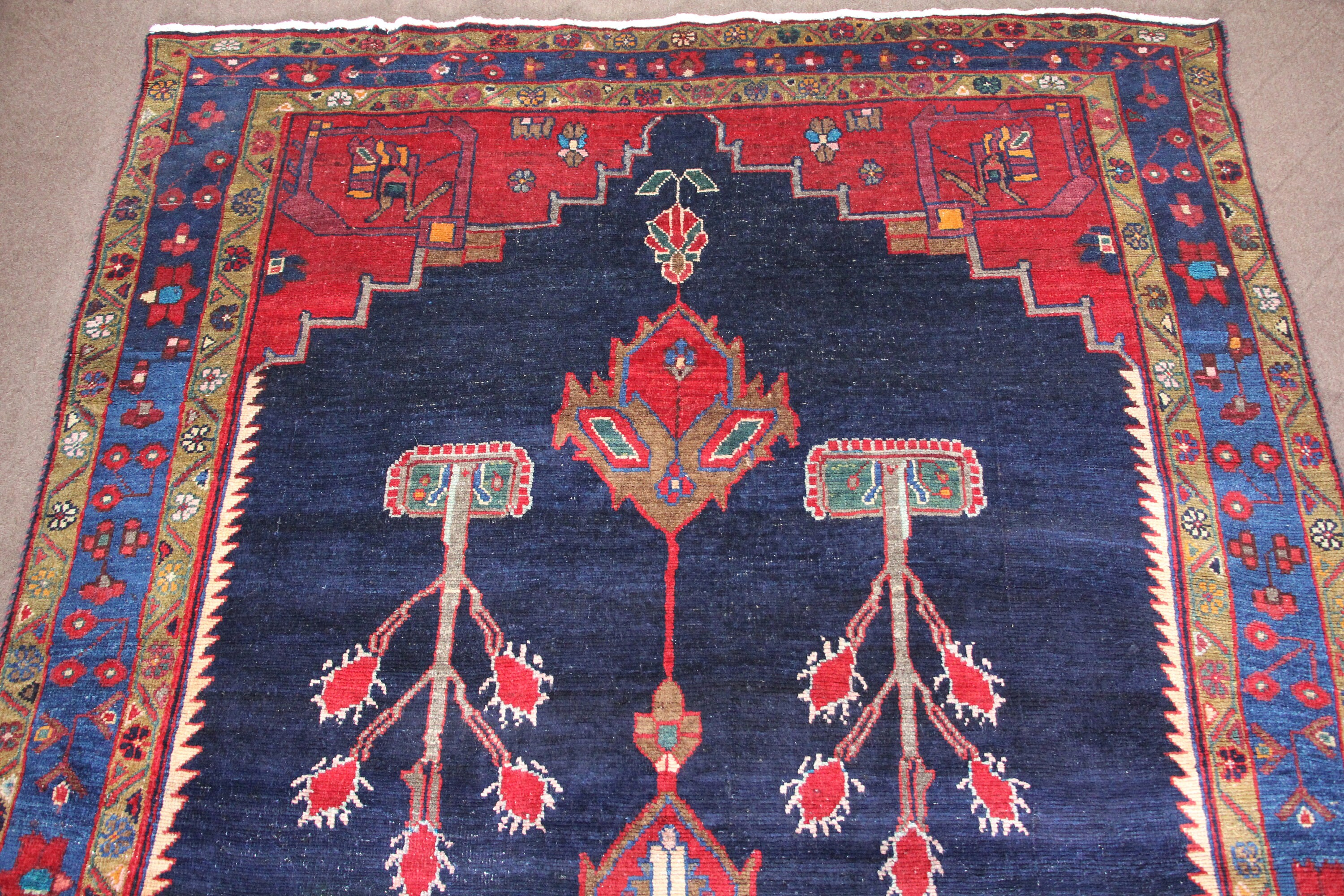 Country Side Rug Farmhouse Rug Blue Antique Rug Village Etsy UK
