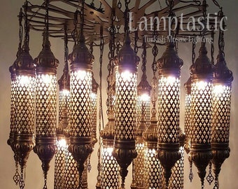 Lamptastico EXTRA GRANDE soplado a mano impresionante lámpara de araña, lámpara de araña del hotel, decoración marroquí, lámparas boho iluminación