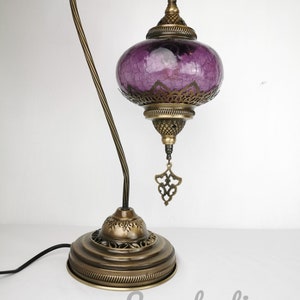 5 Variationen Böhmische Türkische Marokkanische Art Crackle Glass Swanneck Osmanische Lampe Schreibtisch Tischlampe Lila Weiß Klar