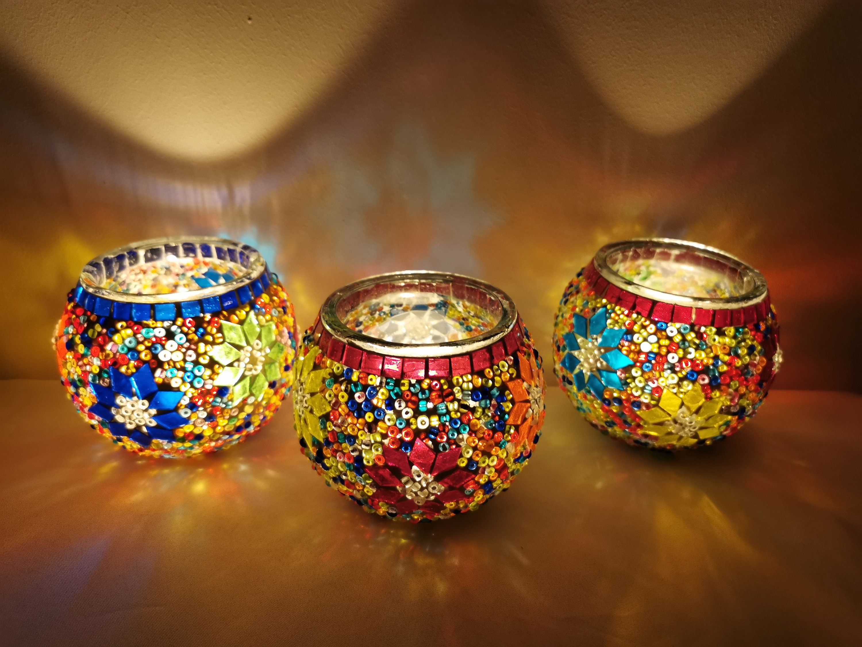5 Variations Set of 3 Turkish Handmade Candle Holder Candle Etsy