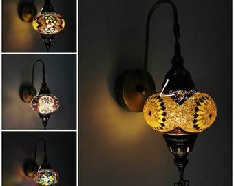 Free UK/EU Led Bulb Mosaic Glass Wall Sconce Lamp, Turkish Lamp, Moroccan Lamp, Bohemian, Bedroom Wall Light, Hallway Wall Lamp