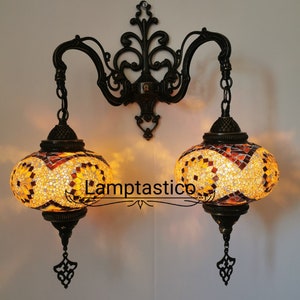 10 färger/mönster mosaikglas turkisk dubbel vägglampa Fantastisk handgjord marockansk inredning, turkisk lampa, vägglampor för vardagsrum