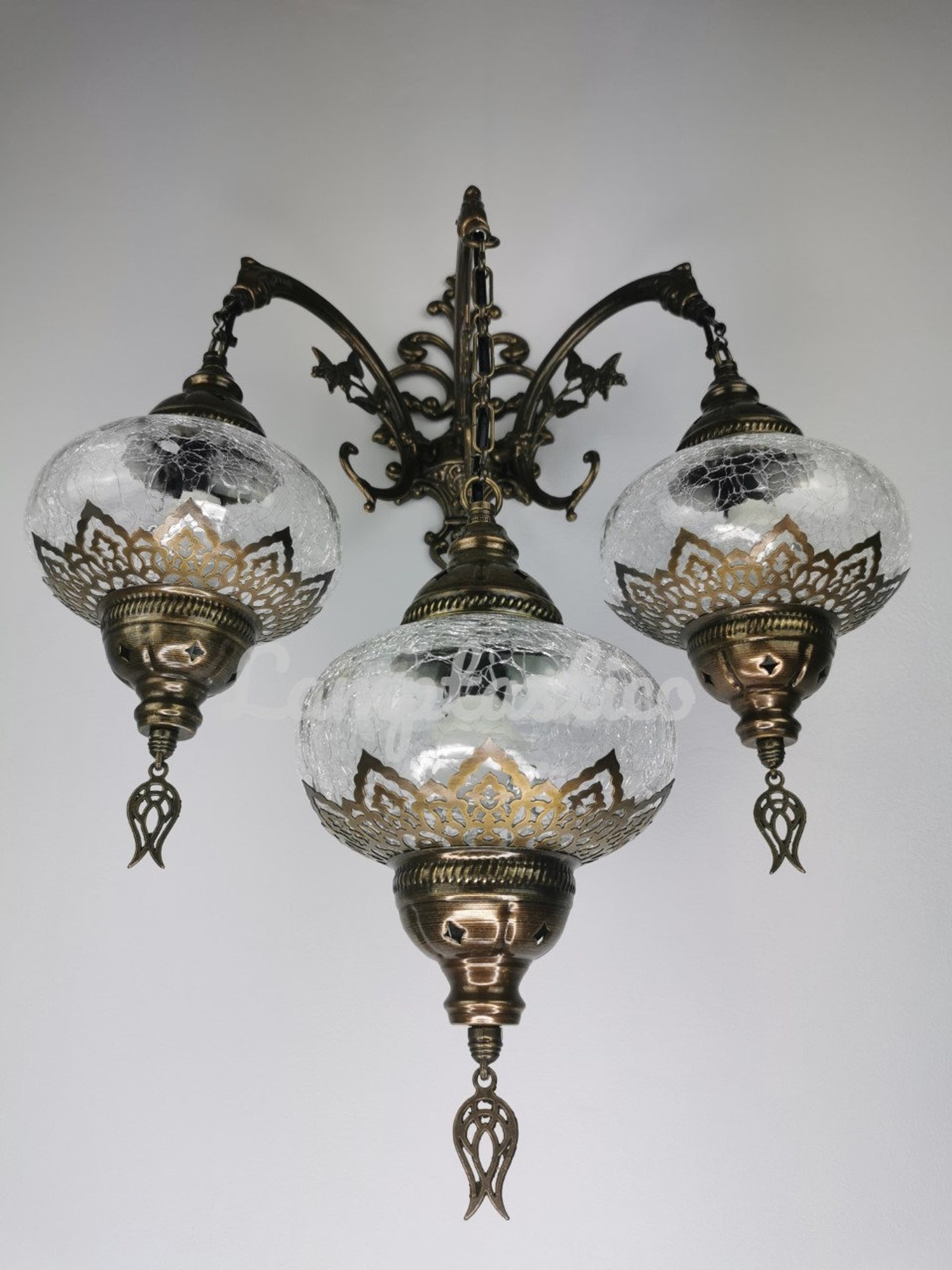 Triple Crackle Glass Wall Sconce Lamp Stunning Handmade - Etsy UK