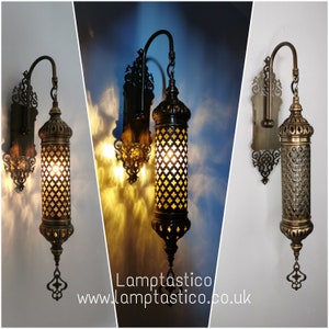 Free UK/EU Led Bulb Bathroom Turkish Wall Sconce Lamp, Moroccan Wall Lamps, Cylinder Brass Wall Light Living Room, Sconce Lighting