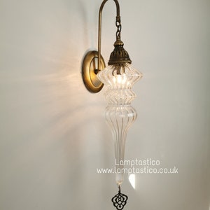 Free UK/EU Led Bulb Ribbed Clear Glass Modern Wall Sconce Lamp, Hallway Wall Lamp, Living Room Wall Light, Restaurant Lighting