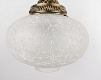 Crackle White Clear Glass Floor, Table, Chandelier Lamp Replacement Glass Part Only