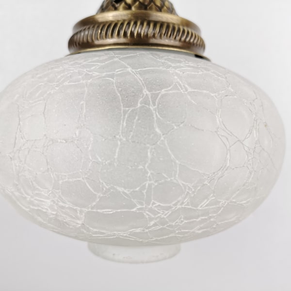 Crackle White Clear Glass Floor, Table, Chandelier Lamp Replacement Glass Part Only