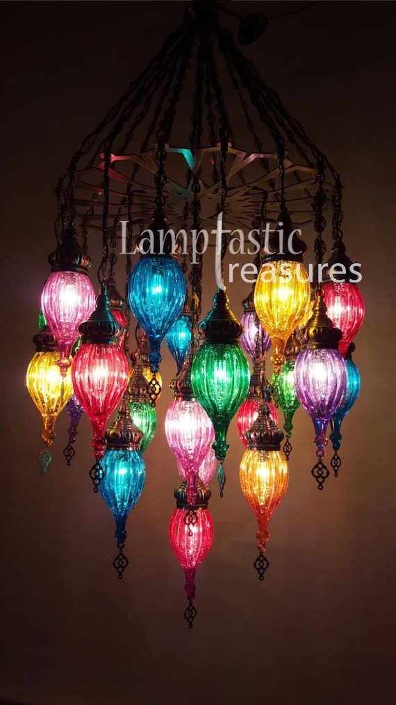 Extra Large Handmade 25 Globe Blown Glass Stunning Chandelier