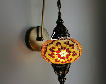 Free UK/EU Led Bulb Stunning Mosaic Glass Wall Sconce Lamp, Turkish Lamp, Bedroom Wall Light, Entryway Wall Lamp, Wall Lights Living Room