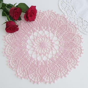 Gehäkelte Runde Rose handgemachte Tischdeckchen Zierdeckchen Häkeldeckchen Baumwolle Deckchen Spitzendeckchen Dekorativesdeckchen 32 cm