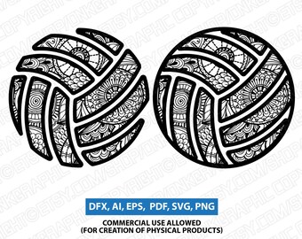 Download Volleyball Svg Mandala Valleyball Zentangle Etsy