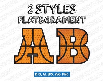 Basketball Team Ball Letter Font Alphabet Lettering Party SVG Vector Silhouette Cameo Cricut Cut File Clipart Png Dxf Eps