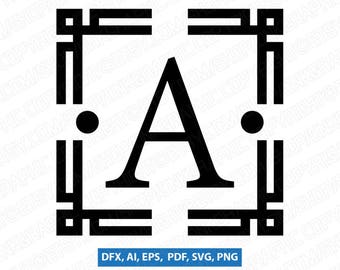Square Letter Font Alphabet Monogram Frame | SVG Vector Cricut Cut File Clipart Png Eps Dxf