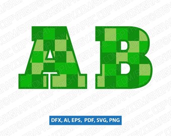 Mine Pattern Theme Letter Font Alphabet Lettering SVG Vector Silhouette Cameo Cricut Cut File Clipart Png Dxf Eps